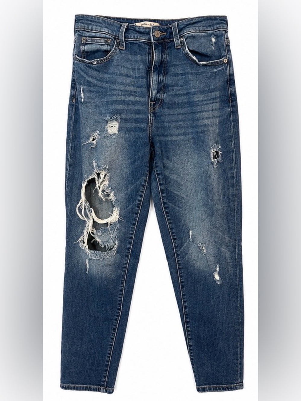 Willow & Root Distressed Women's Blue Denim Jeans - the mom fit